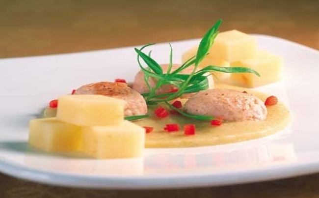 Albóndigas de trucha con crema de papas